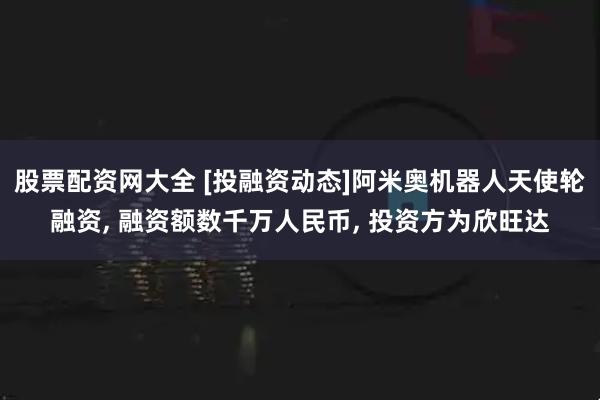 股票配资网大全 [投融资动态]阿米奥机器人天使轮融资, 融资额数千万人民币, 投资方为欣旺达